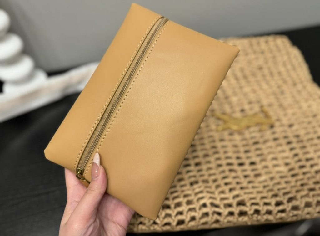 Saint Laurent Oxalis In Raffia Crochet And Leather Naturel 41Cm 773984Gaaeb9718 - Image 9