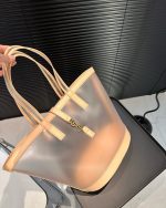 Saint Laurent Panier Medium In Vinyl And Vegetable Tanned Leather Brown 28 Cm 773697Fac0F2275 - Image 9