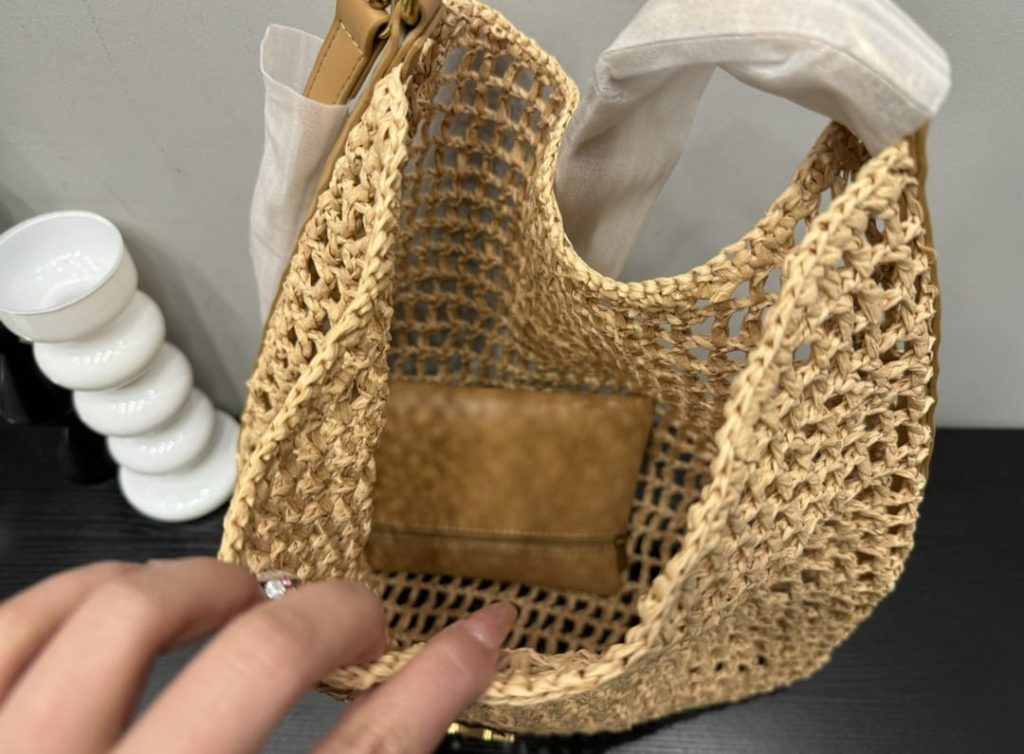 Saint Laurent Oxalis In Raffia Crochet And Leather Naturel 41Cm 773984Gaaeb9718 - Image 10