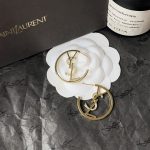 Saint Laurent Ysl Hoop Earrings With Crystal Gold - Image 7