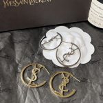 Saint Laurent Ysl Hoop Earrings With Crystal Silver Tone - Image 6