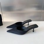 Saint Laurent Barbara Mules Satin In Black 7869079Qn001000 - Image 6