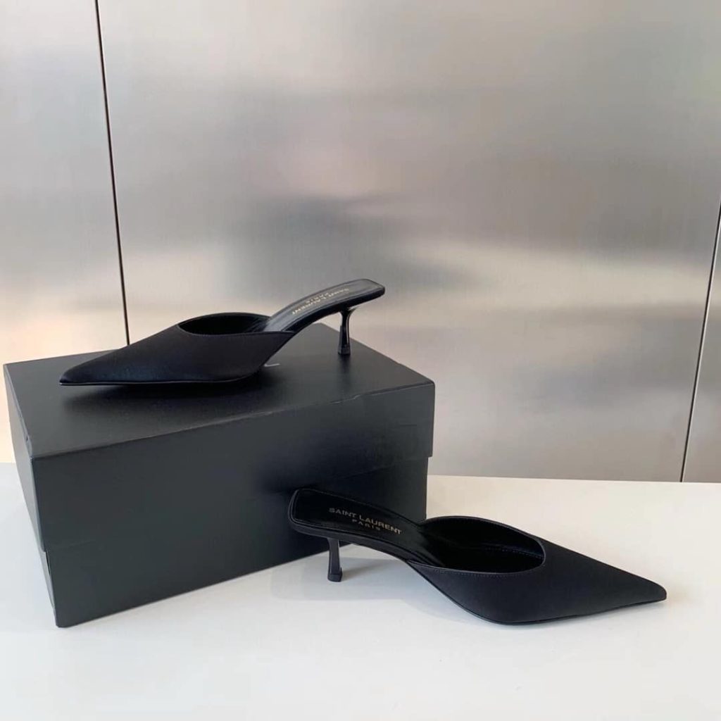 Saint Laurent Barbara Mules Satin In Black 7869079Qn001000 - Image 5