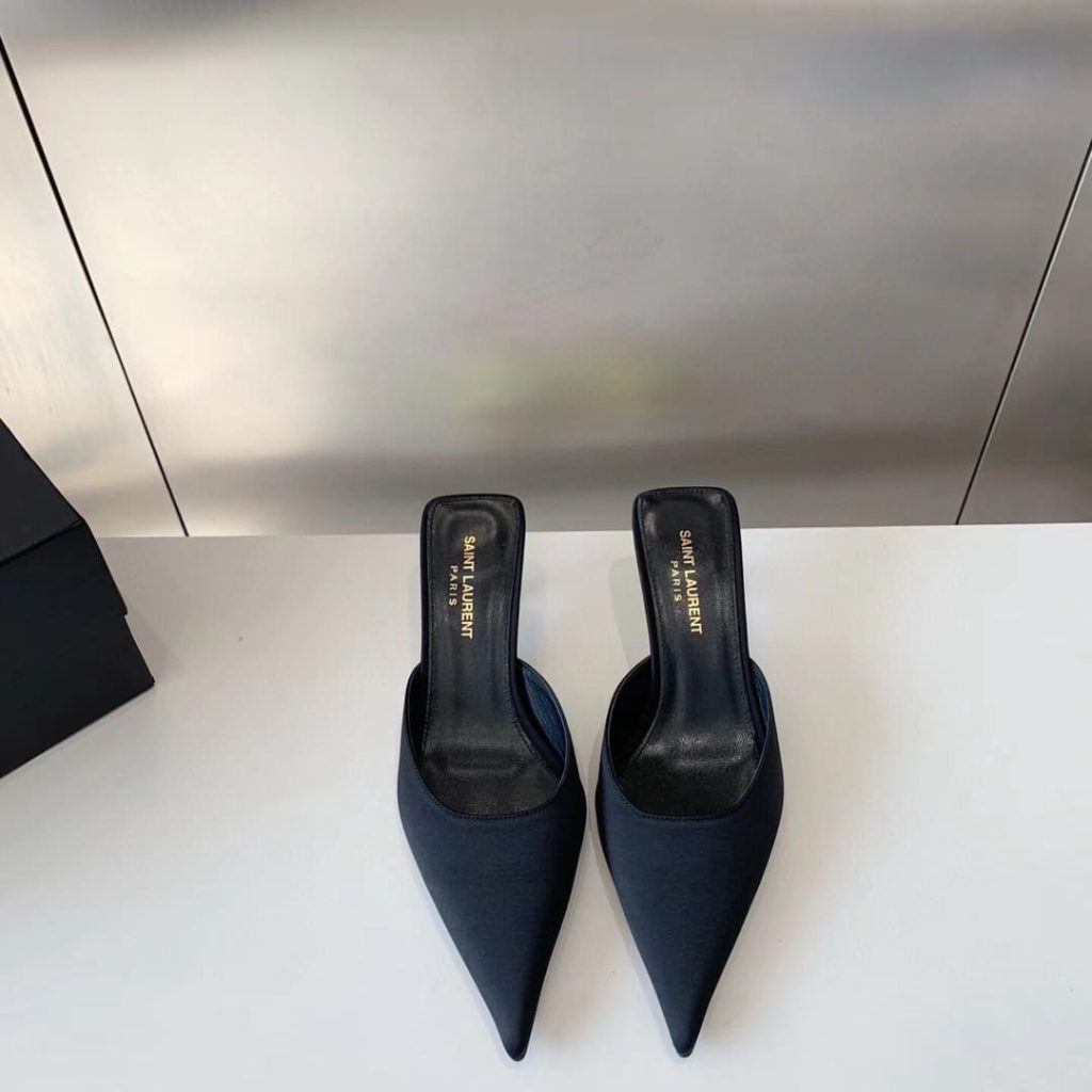 Saint Laurent Barbara Mules Satin In Black 7869079Qn001000 - Image 3
