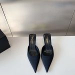 Saint Laurent Barbara Mules Satin In Black 7869079Qn001000 - Image 3