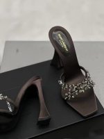 Saint Laurent Liz Mules In Satin And Rhinestones Black - Image 7