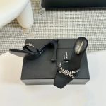 Saint Laurent Liz Mules In Satin And Rhinestones Black - Image 6