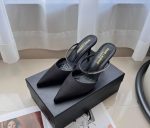 Saint Laurent Barbara Mules Satin And Rhinestones In Black 7997159Qn0A1021 - Image 5