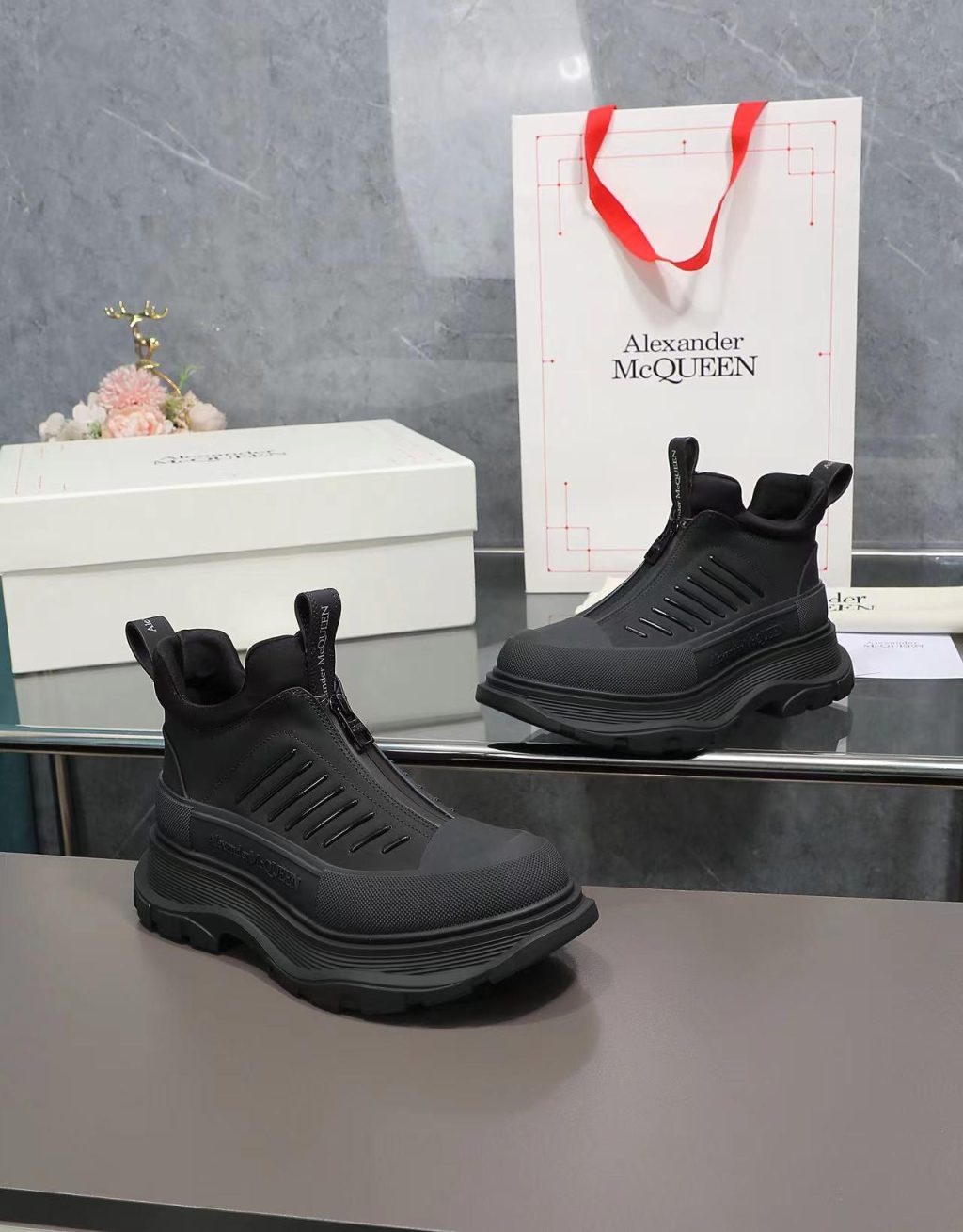 Alexander McQueen Tread Sole Zip Sneaker - Image 3