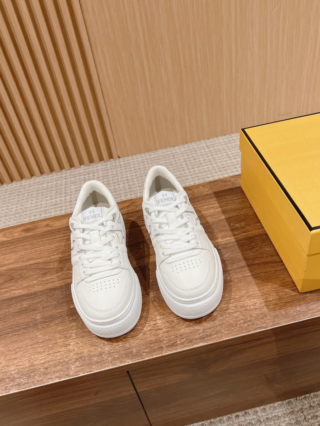 FENDI Match Canvas and suede platform low-tops Sneakers - Image 4