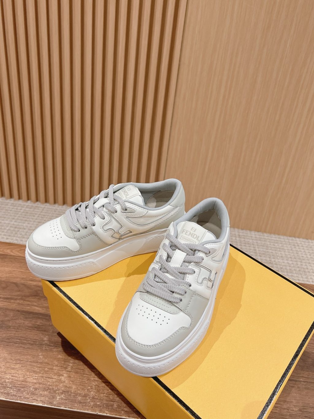 FENDI Match Canvas and suede platform low-tops Sneakers - Image 3