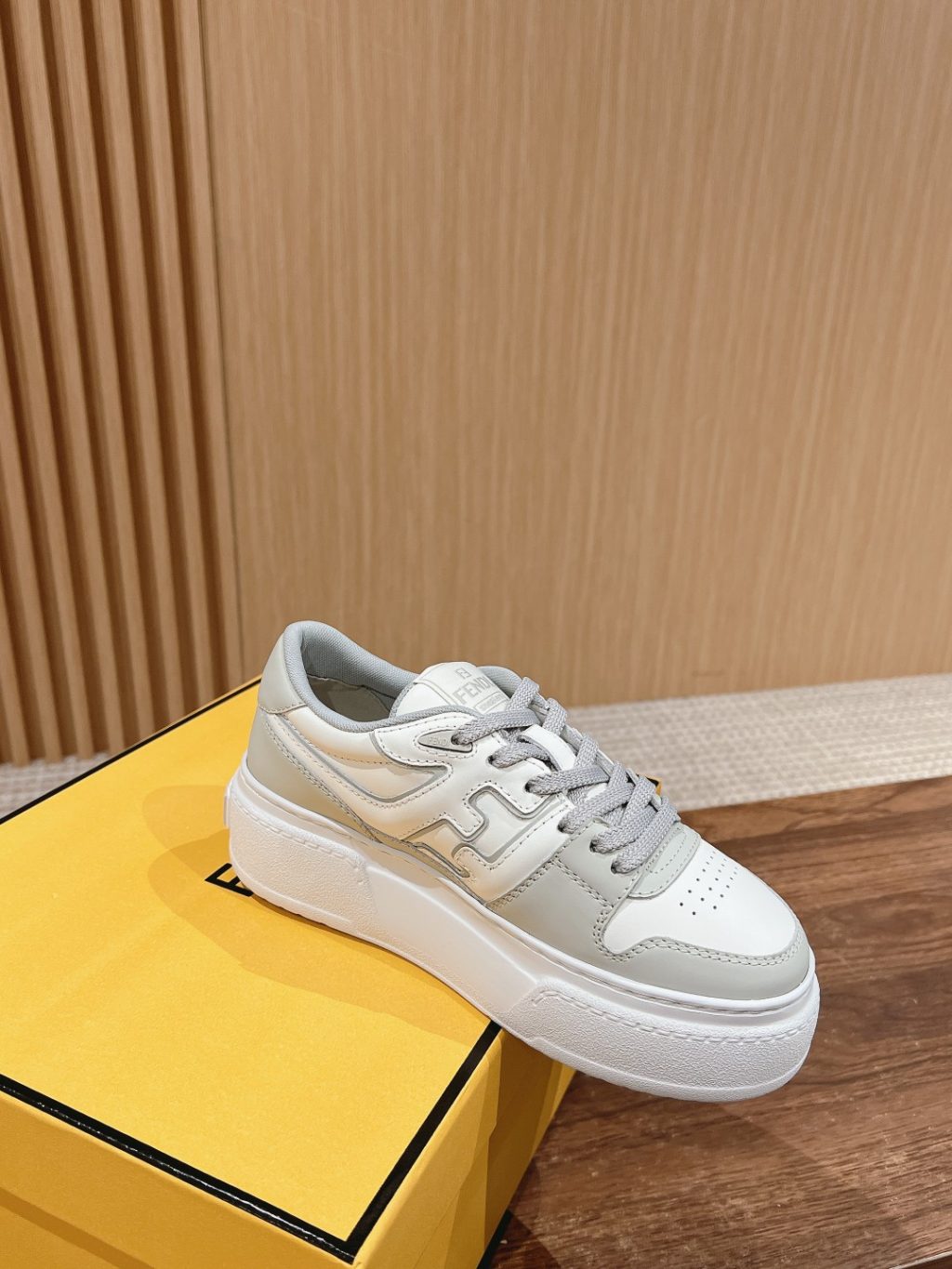 FENDI Match Canvas and suede platform low-tops Sneakers - Image 2