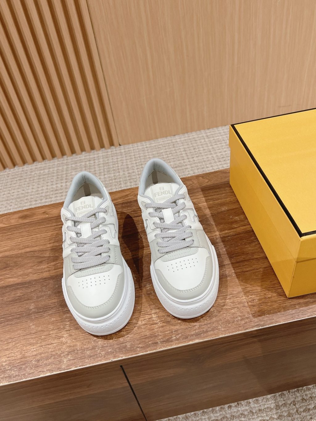 FENDI Match Canvas and suede platform low-tops Sneakers - Image 4