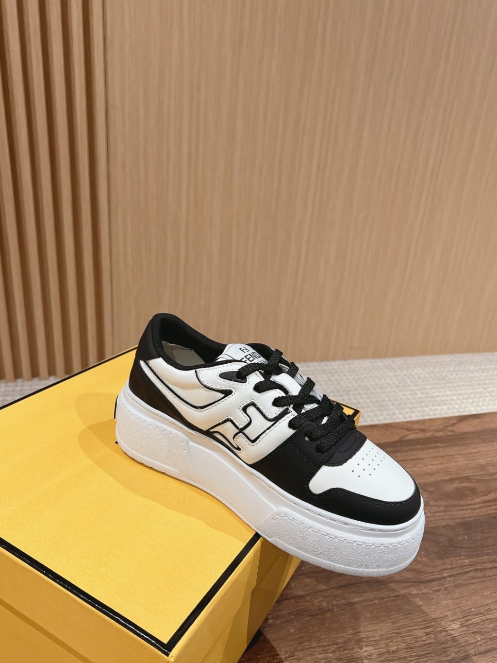 FENDI Match Canvas and suede platform low-tops Sneakers - Image 2