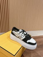 FENDI Match Canvas and suede platform low-tops Sneakers - Image 2