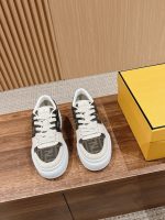 FENDI Match Canvas and suede platform low-tops Sneakers - Image 4