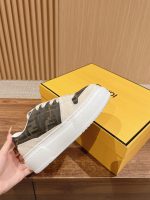 FENDI Match Canvas and suede platform low-tops Sneakers - Image 3