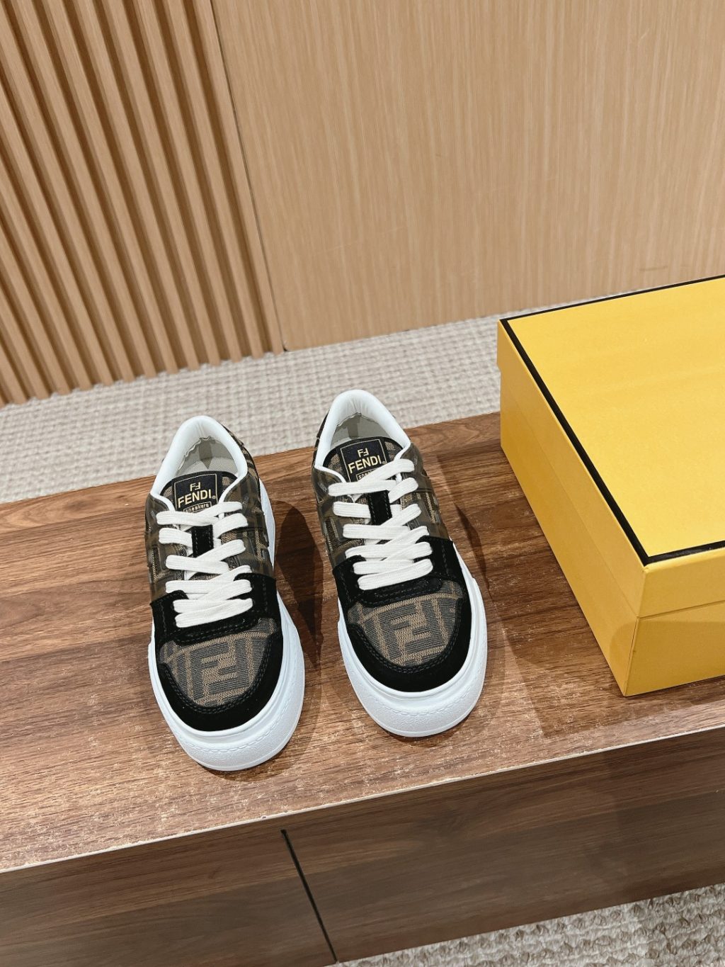 FENDI Match Canvas and suede platform low-tops Sneakers - Image 4