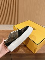 FENDI Match Canvas and suede platform low-tops Sneakers - Image 3