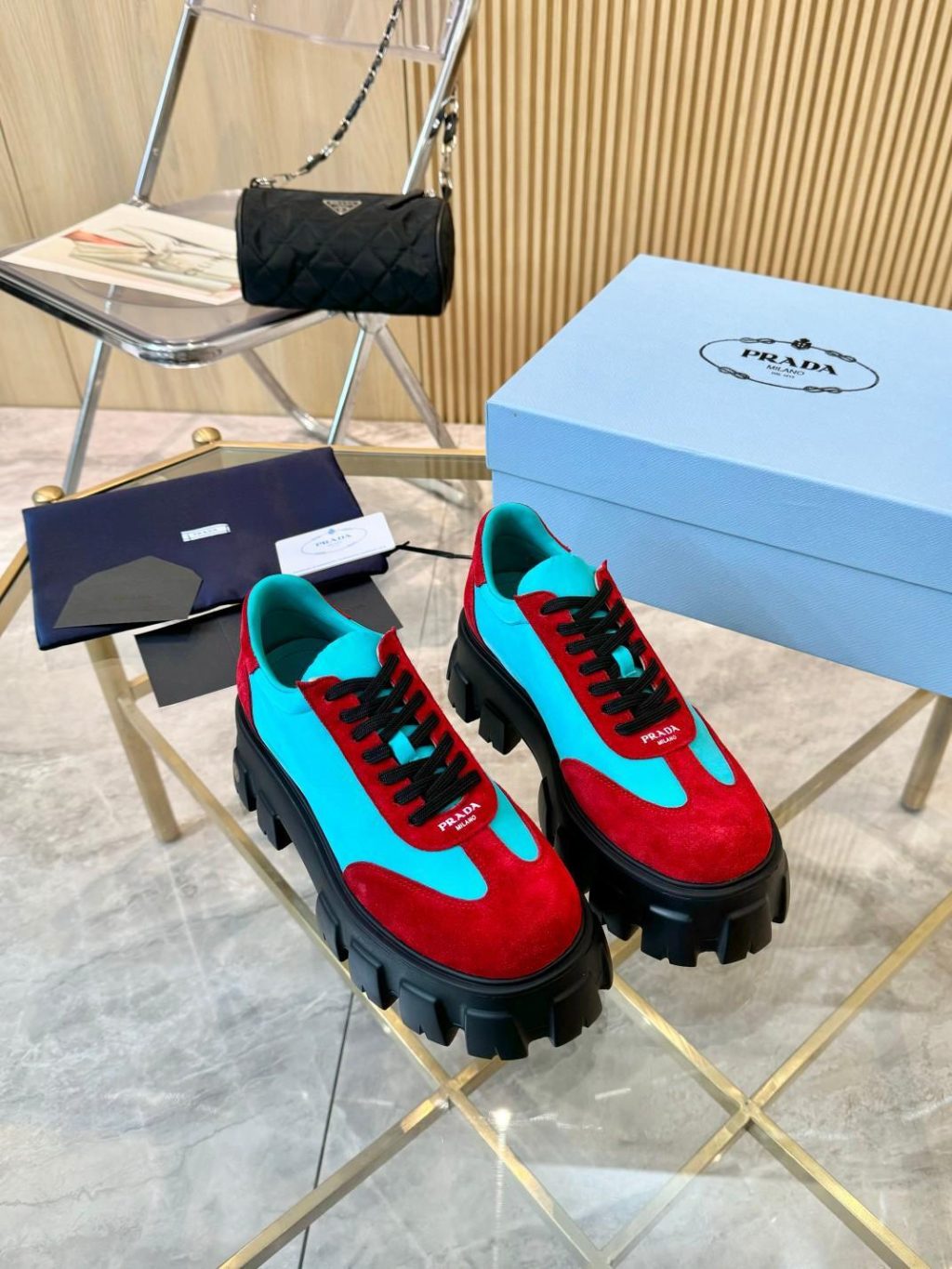 Prada thick-sole genuine leather shoes for couples - Image 2