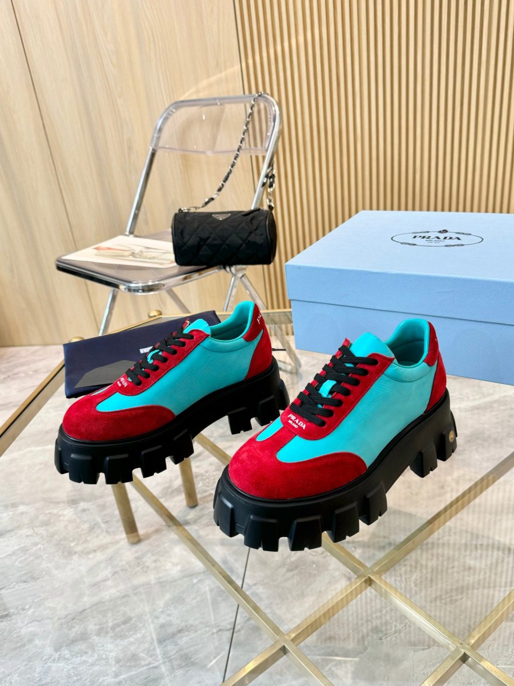 Prada thick-sole genuine leather shoes for couples - Image 3