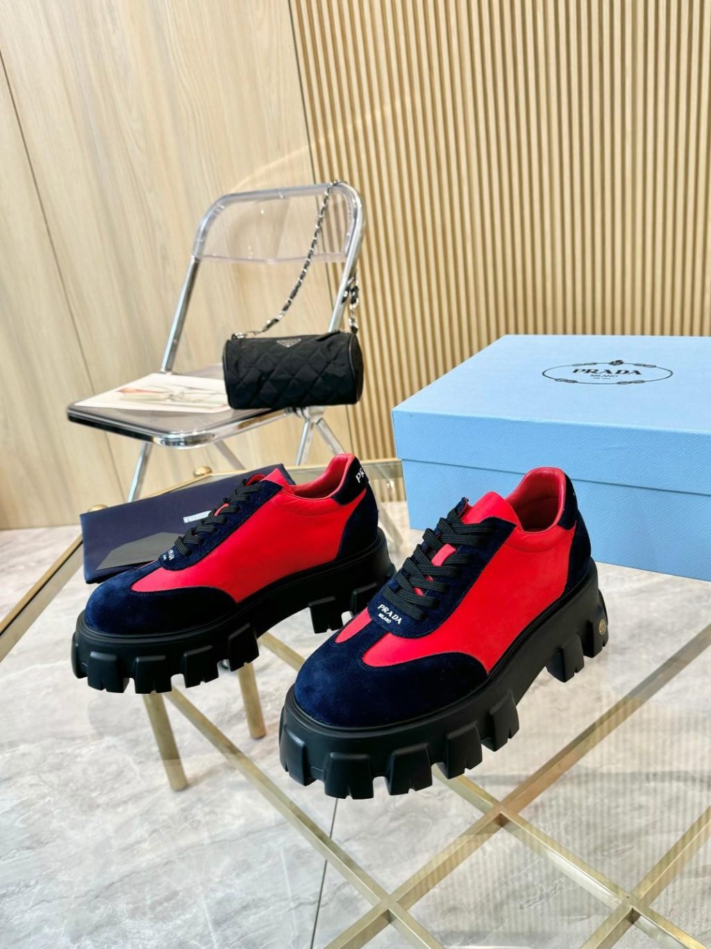 Prada thick-sole genuine leather shoes for couples - Image 3