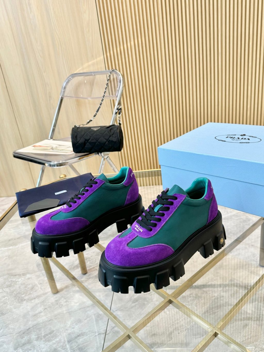 Prada thick-sole genuine leather shoes for couples - Image 4