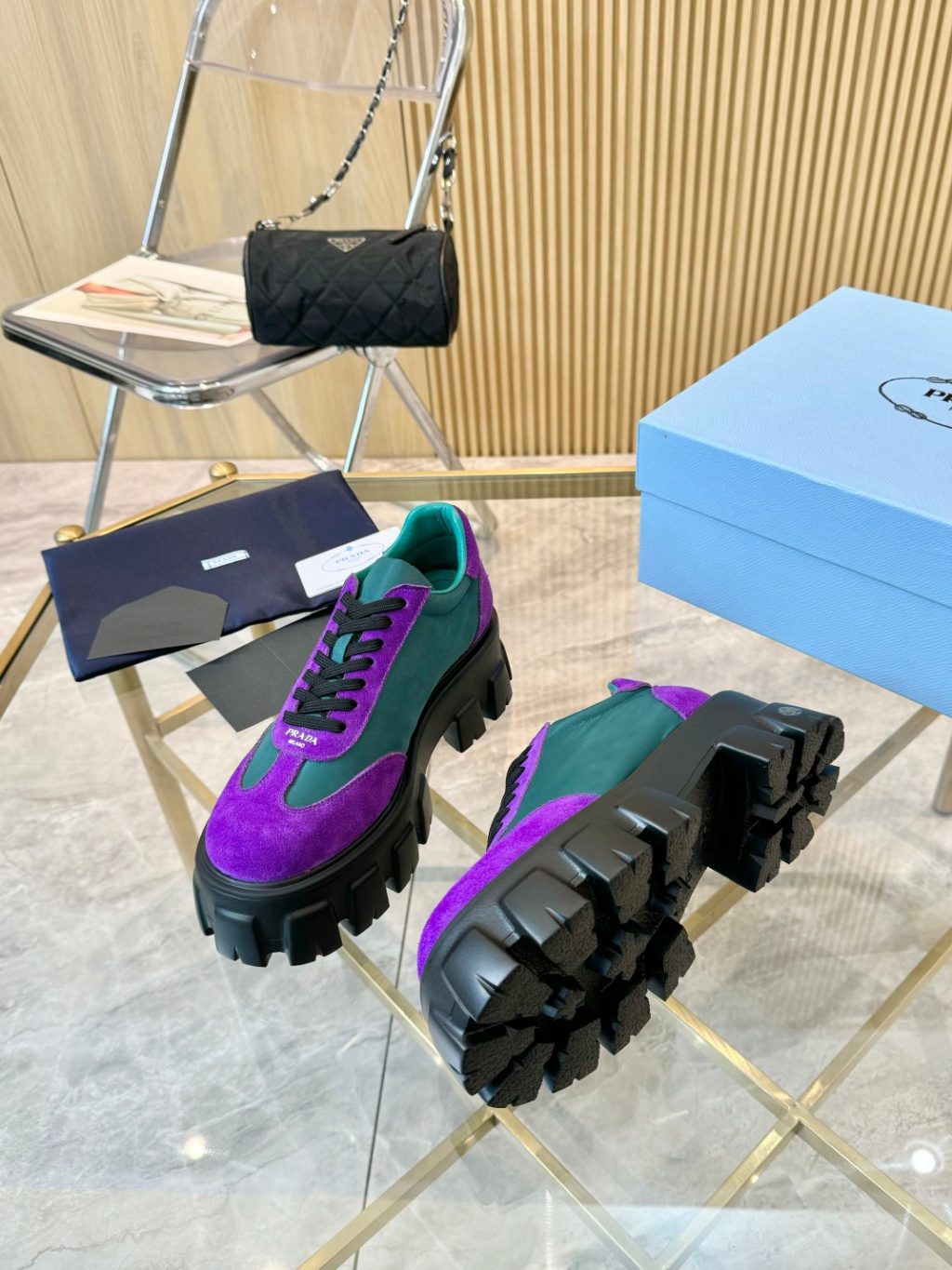 Prada thick-sole genuine leather shoes for couples - Image 3