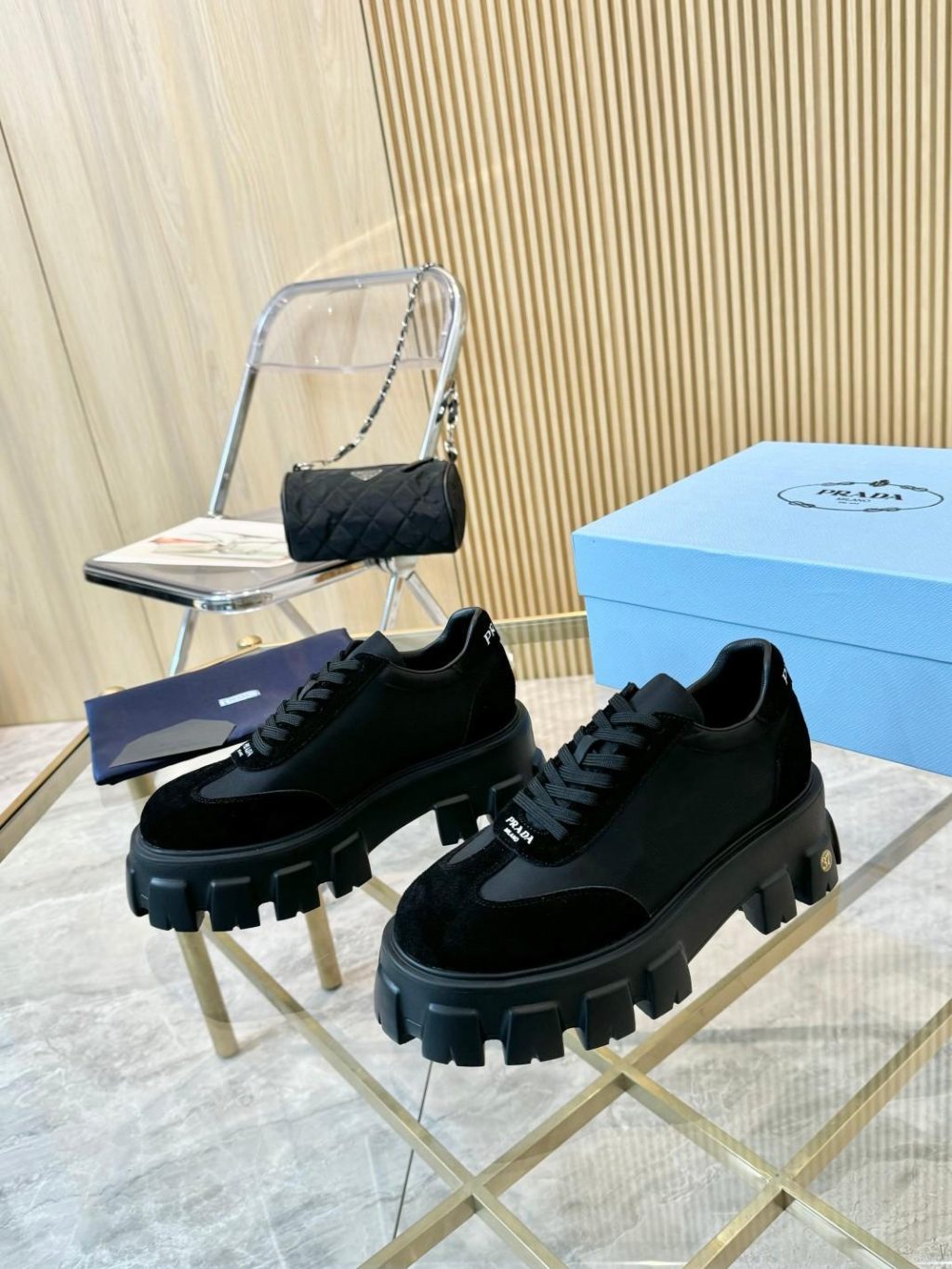 Prada thick-sole genuine leather shoes for couples - Image 3