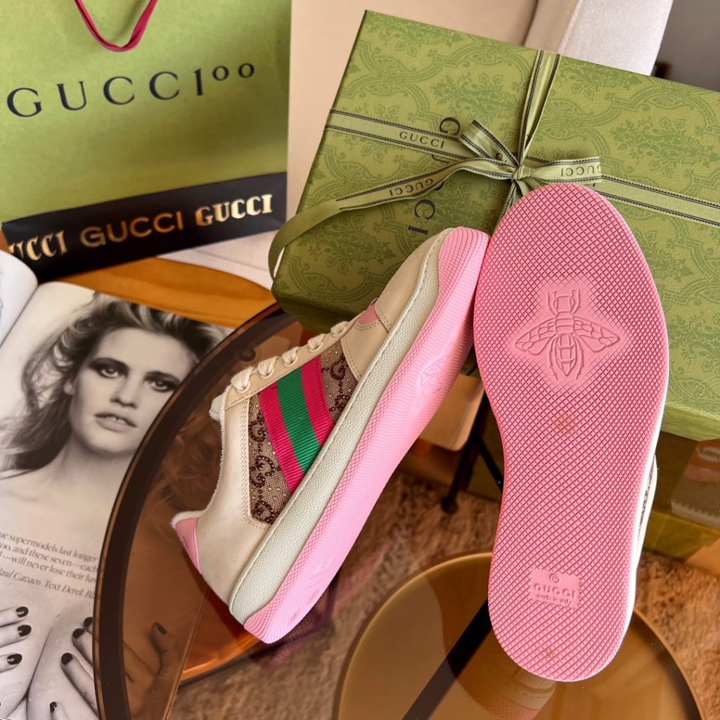 Gucci Women's Screener Sneaker With Crystals Pink 677423 9SFR0 25 - Image 5