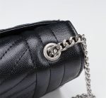 Saint Laurent Envelope Small In Quilted Grain De Poudre Embossed Leather Black Silver 21cm 600195BOW921000 - Image 9