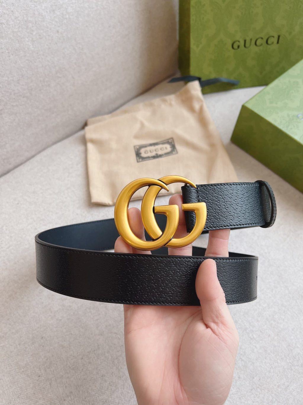 Gucci Gg Marmont Wide Belt Black Gold Logo 4Cm 406831 Dj20T 1000 - Image 8
