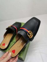 Gucci Women’S Princetown Slipper Double G Black Leather 423694 Dkhc0 1061 - Image 3