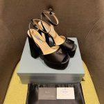 Prada High Heeled Satin Sandals Black 1Xp48B 049 F0002 F 135 - Image 8