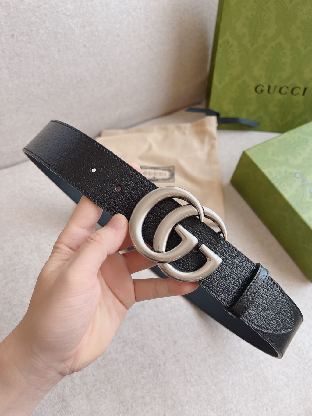 Gucci Mamon Gg Silver Logo Belt 4Cm - Image 4