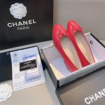 Chanel Patent Leather CC Cap Toe Ballet Flats Red - Image 6