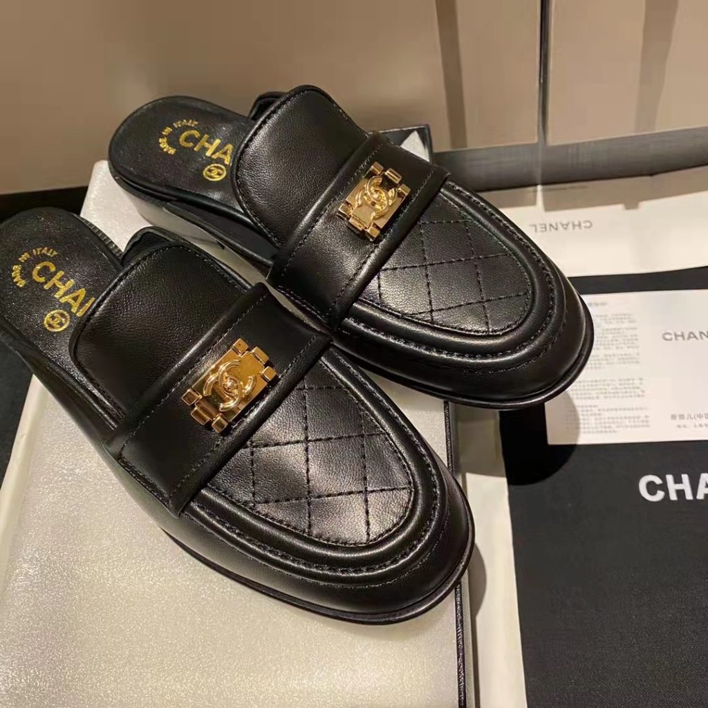 Chanel Casual Pain Laether Elegant Mules Sandals Black - Image 8