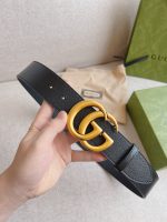 Gucci Gg Marmont Wide Belt Black Gold Logo 4Cm 406831 Dj20T 1000 - Image 7