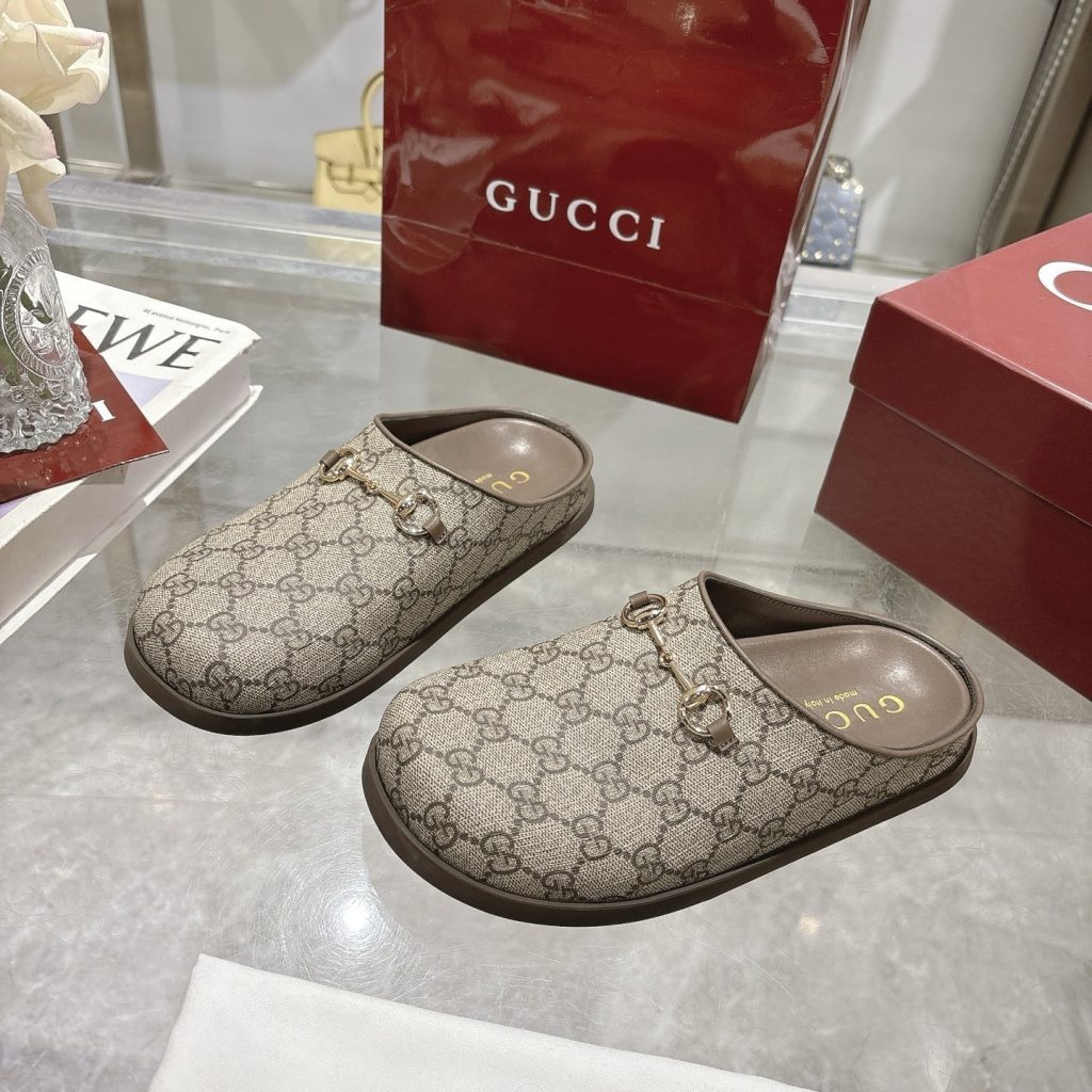 Gucci Women Mule With Horsebit Camel And Dark Brown Gg Canvas 837130 Fab10 2543 - Image 5