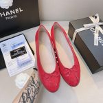 Chanel Patent Leather CC Cap Toe Ballet Flats Red - Image 7