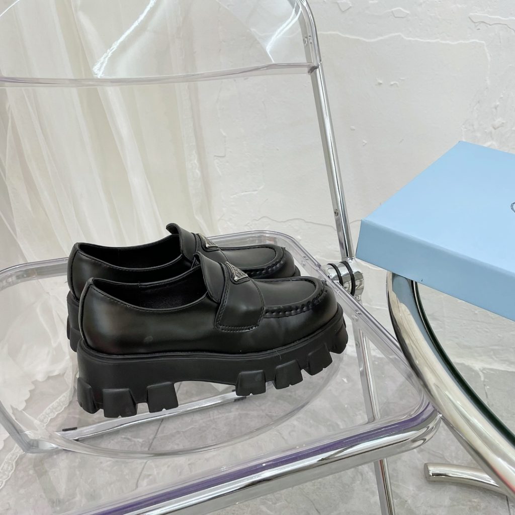 Prada Monolith Brushed Leather Loafers Black 2De129 B4L F0002 - Image 7