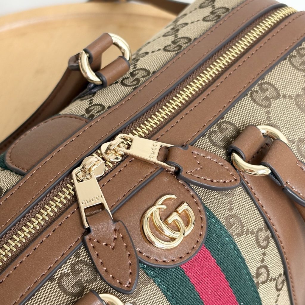 Gucci Ophidia Medium Boston Bag Beige And Brown GG Canvas 30Cm ‎857595 FAFUF 9870 - Image 7