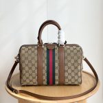 Gucci Ophidia Medium Boston Bag Beige And Brown GG Canvas 30Cm ‎857595 FAFUF 9870 - Image 9