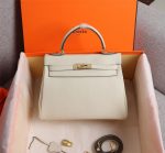Hermes Kelly White Sellier Rouge Epsom Gold Hardware 25Cm - Image 8