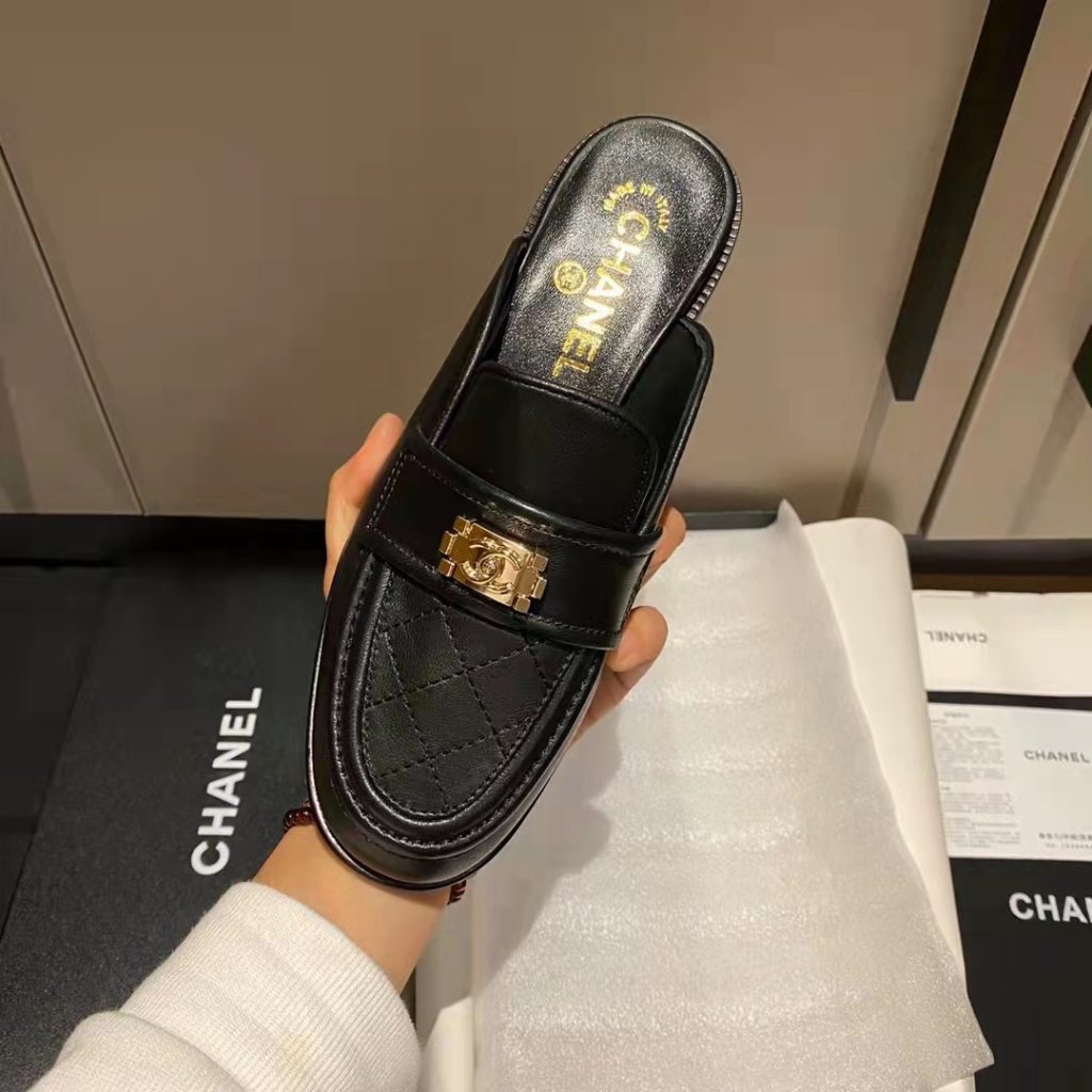 Chanel Casual Pain Laether Elegant Mules Sandals Black - Image 9