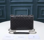 Saint Laurent Envelope Small In Quilted Grain De Poudre Embossed Leather Black Silver 21cm 600195BOW921000 - Image 4