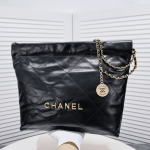 Chanel 22 Handbag Shiny And Gold Tone Metal Black 42Cm As3261 B19059 94305 - Image 6