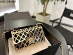 Chanel Metallic Diamond Lined Black Leather Chain Flap Bag Gold 18Cm As2514 B05552 Nc533 - Image 4