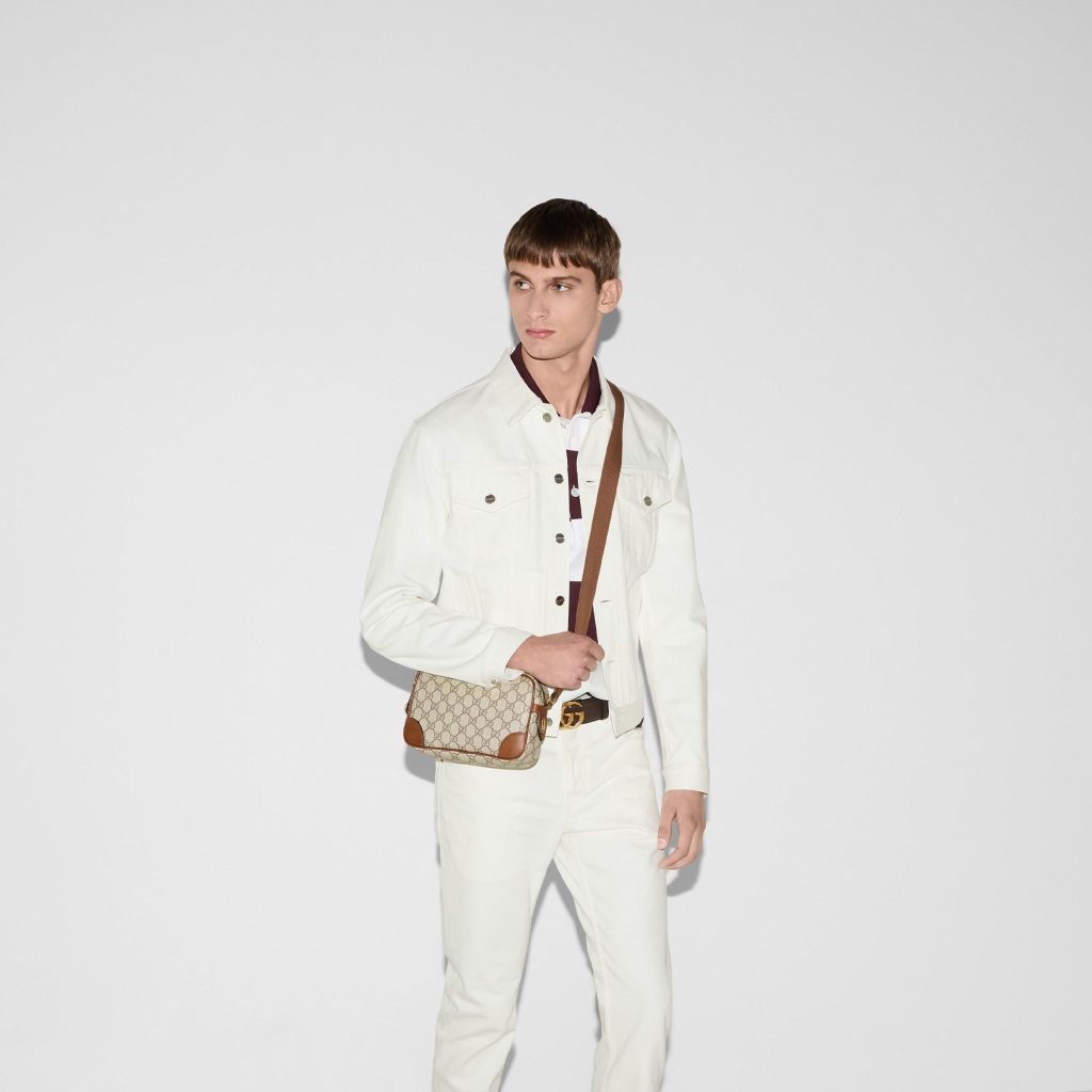 Gucci GG Emblem Medium Crossbody Bag Beige And Brown 23Cm 821160 FAED3 9786 - Image 5