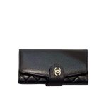 Chanel Classic Long Flap Wallet Black 19Cm